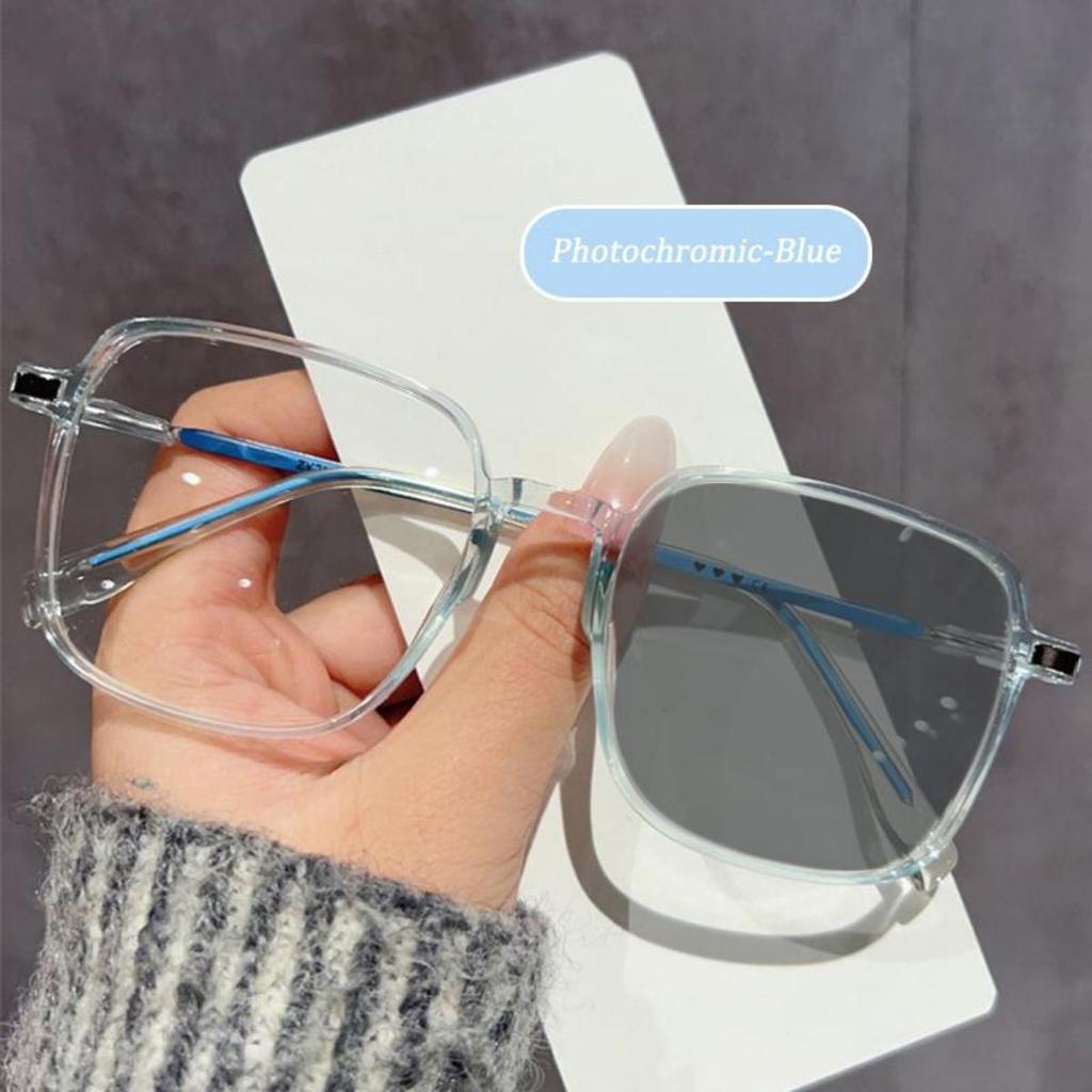 Photochromic Sunglasses Anti Ultraviolet Transparent Frame Eyeglasses Fashion Korean Elegant Simple Eyewear Women
