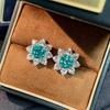 Laboratory Cultivation of diamond Paraiba Earrings for Women S925 Silver Fashion Sunflower Daisy Earrings Light Luxury Jewelry
