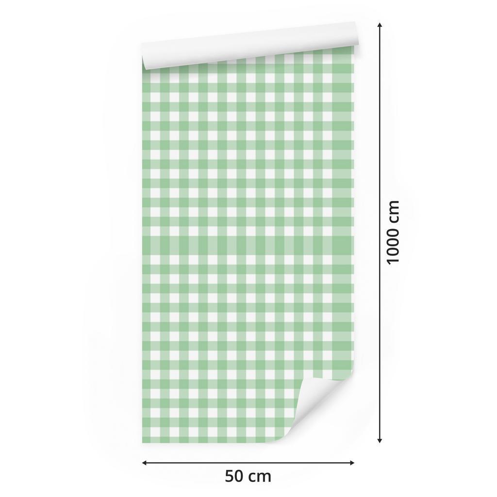 Wallpaper Fabric Pattern Mint, White and Light Gray 50x1000