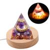 Energy Pyramid Orgonite Reiki Natural Amethyst Ball Healing Crystals Chakra Tool Ornaments Resin Stones Craft Kids Gift Pyramid