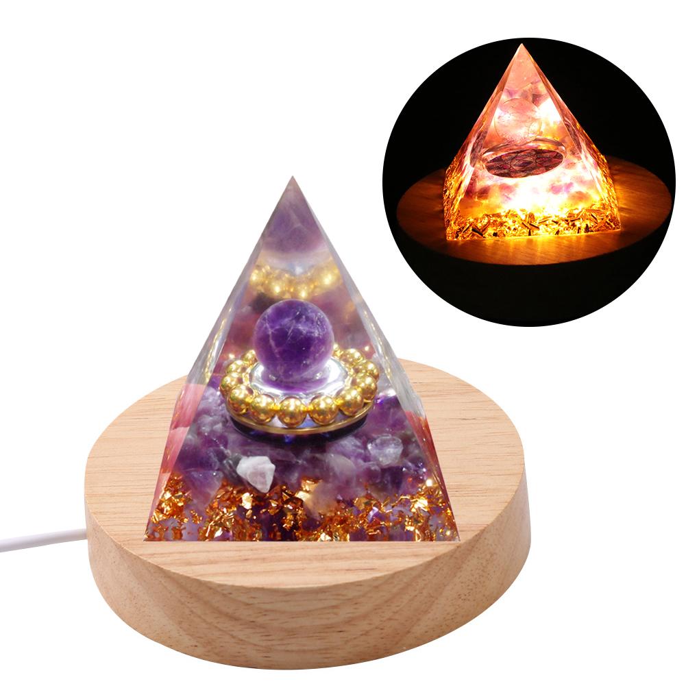 Energy Pyramid Orgonite Reiki Natural Amethyst Ball Healing Crystals Chakra Tool Ornaments Resin Stones Craft Kids Gift Pyramid