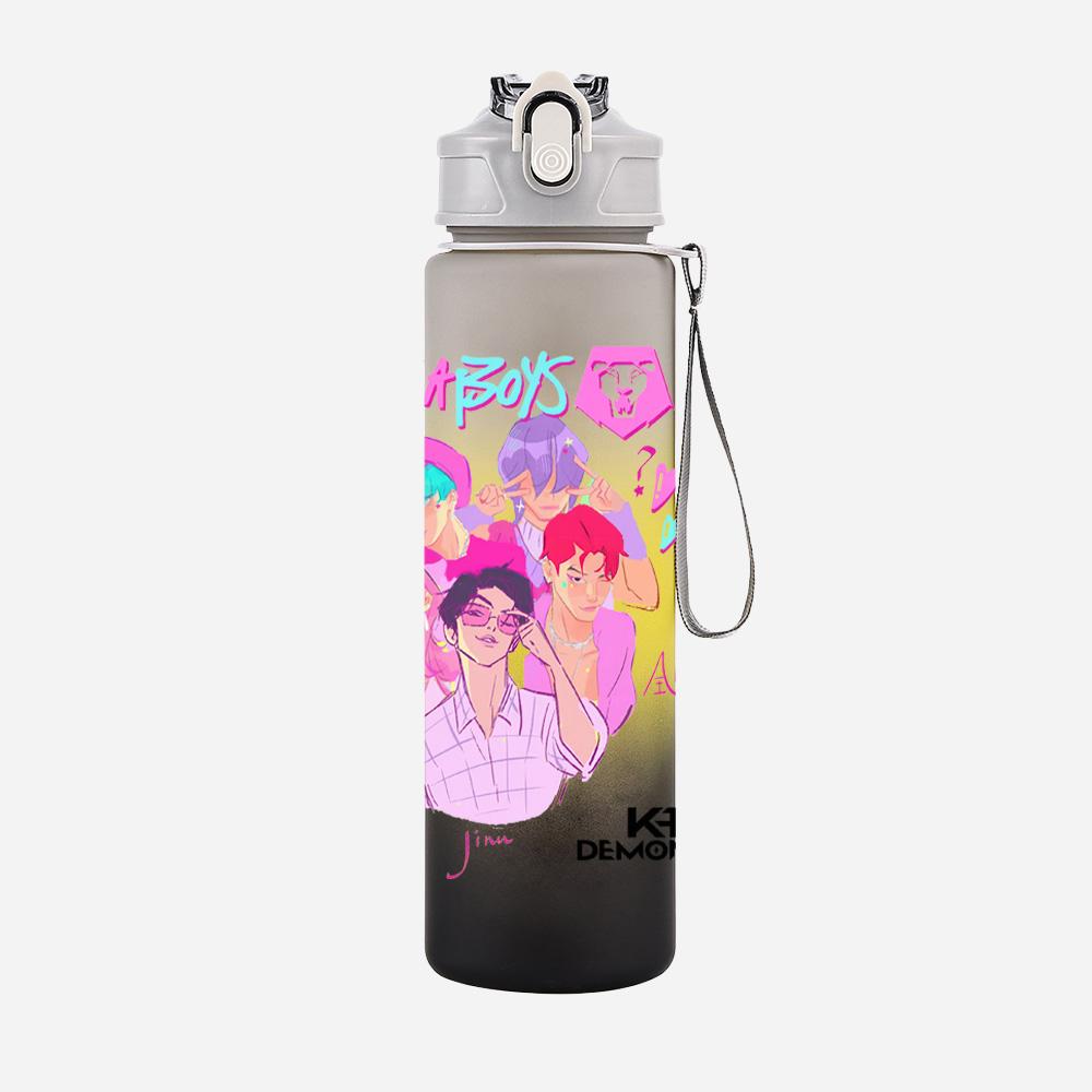 750Ml Water Bottler K-Pop Demon Hunters Printed Character Water Cup Large Capacity Outdoor Portable Rope Drinking Bottle for Boy Girl Gift