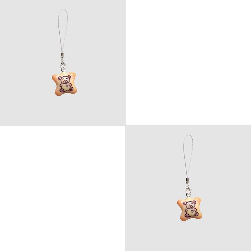 

1/2pcs Love Bear Biscuit Phone Charms Pendant Cute Kawaii Anime Keychain Accessories For iPhone XR Schoolbag Ins Korea New Case