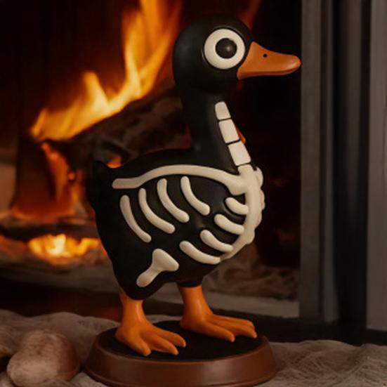 Yousheng 3Pcs Halloween Spooky Skeleton Goose Figurine, Miniature Skeleton Goose Resin Statue, Skeleton Animal Sculpture Desktop Ornament for Home,