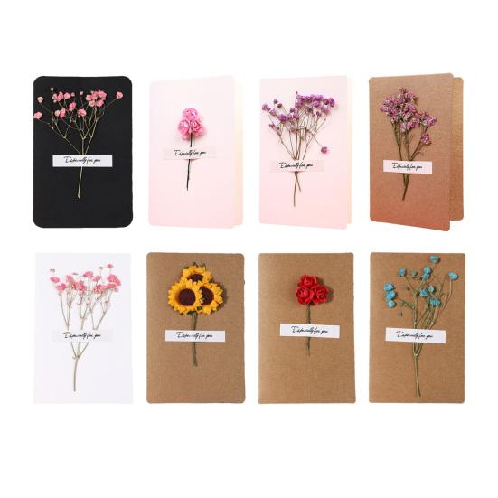 2 Adet Kuru Çiçek Tebrik Kartı El Yapımı Retro Hediye Kartı Düğün Doğum Günü Bebek Partisi Mezuniyet İçin Kendin Yap Davetiye Dilek Kartı