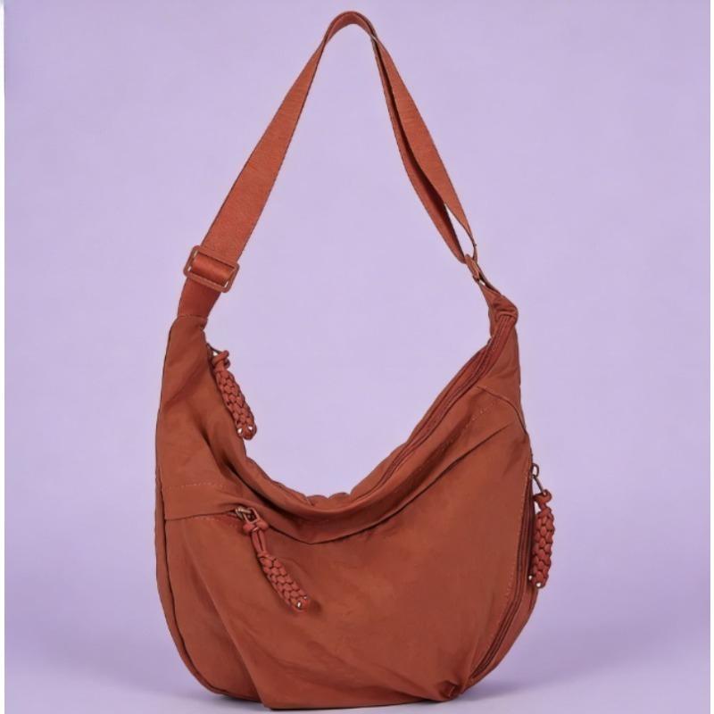 Trendy Women's Soft Cloth Shoulder Bag – Solid Color Student Casual Style Large Capacity Tote,Crossbody & Hobo Bag for Daily Use