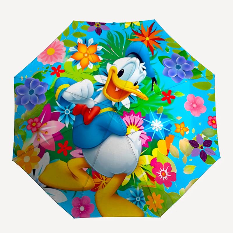

1pc Donald Duck Automatic Folding Cute Umbrella - Portable Foldable Design with 8 Ribs, Durable Plastic & Iron Frame, Outdoor Umbrella yy250731040