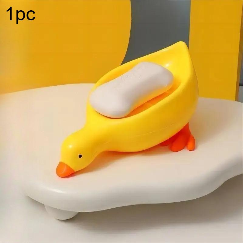 1pc Soap Tray Self-draining Soap Rack Cute Duck-shaped Creative Rack for Shower Bathroom Kitchen Tub Sink Tray Bracket Bathroom