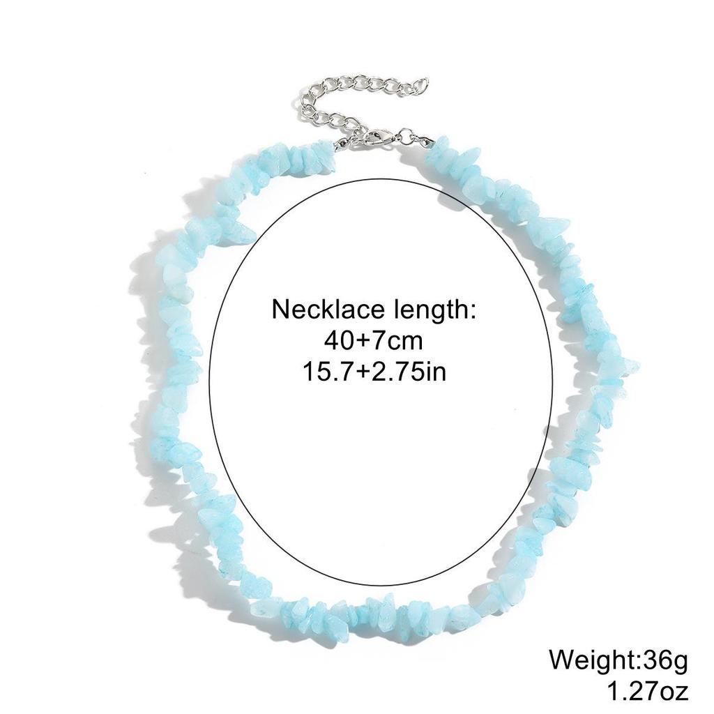 European & American Bohemian Colored Gravel Natural Stone Necklace for Women - Summer Jewelry