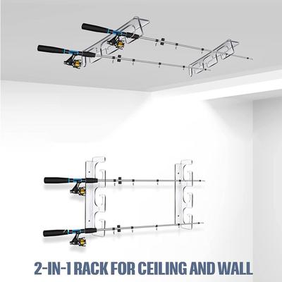 Wall Mounted Fishing Rod Holder Fishing Poles Horizontal Support Rack Wall Ceiling Storage Rack Holds 6 Fishing Rods