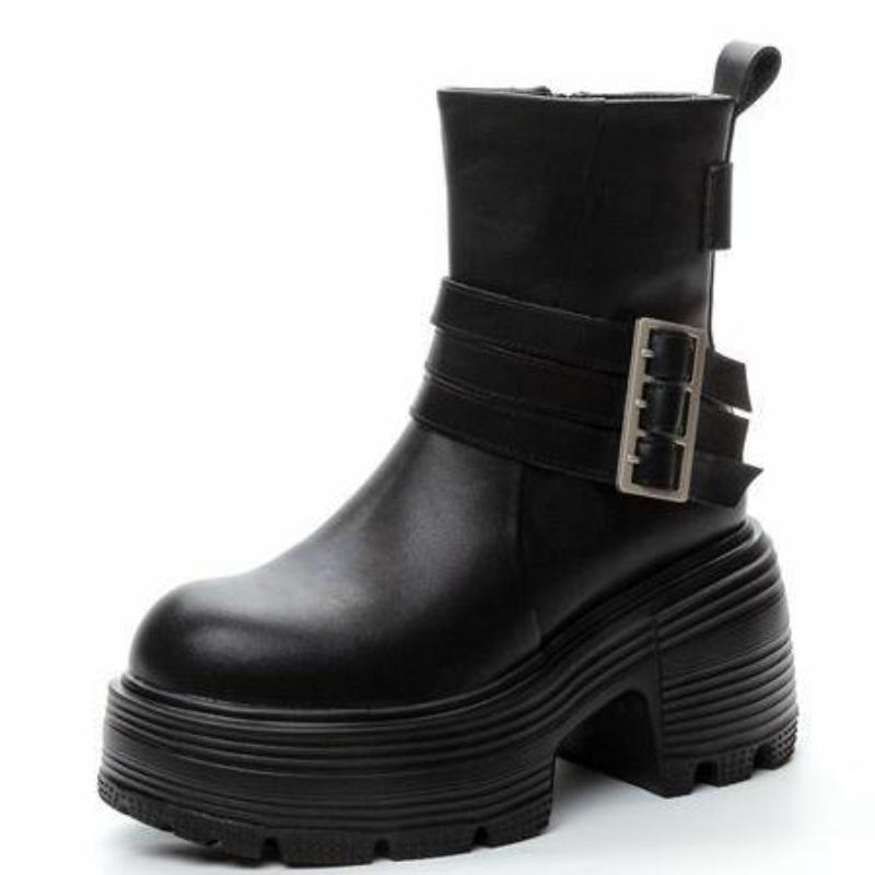 Fashion 9cm Microfiber Genuine Leather Platform Wedge Fashion Autumn Wniter British Boots ZIP Women Boots Ankle Spring Knee High Shoes