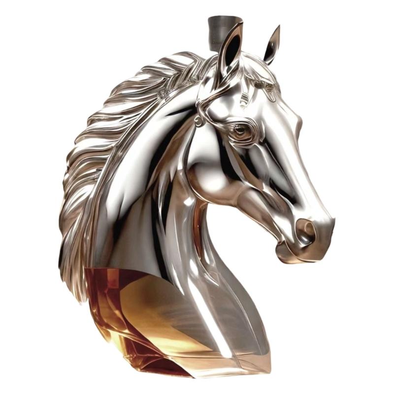 Bottiglia di Vetro a Forma di Testa di Cavallo Decorativa per Whisky Decanter Animale Contenitore per Alcolici Accessori Divertenti da Bevuta