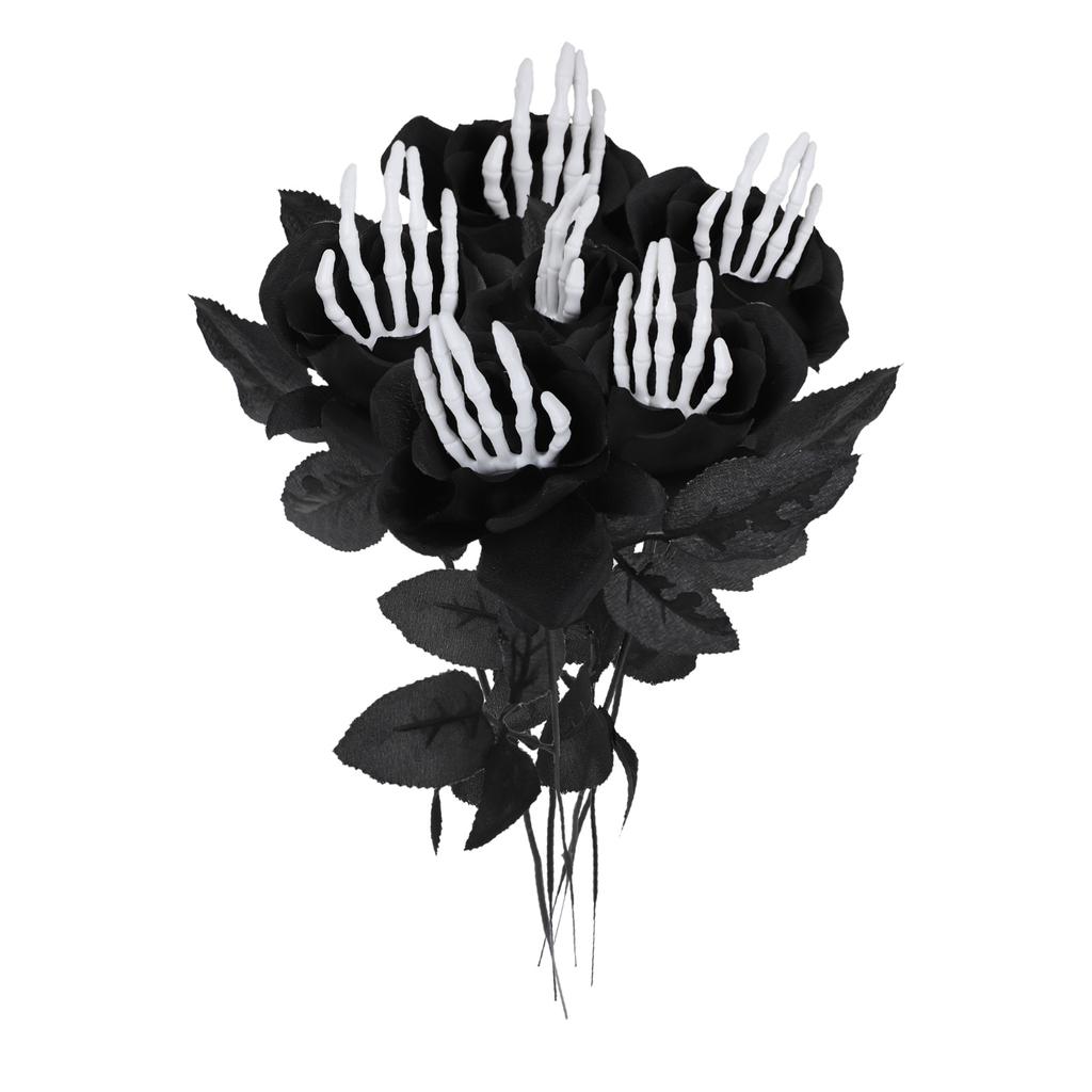 Artificial Flower with Skeleton Hands Decorative Holiday False Flower for Party Dining Photo Props