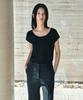 Siyajyu Sitp5286 Cap Sleeve Slim Short Sleeve T-Shirt_Black