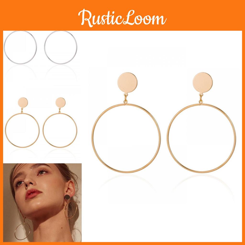 Elegant Oversized Circle Earrings Alloy Metal Chic Minimalist Big Hoops