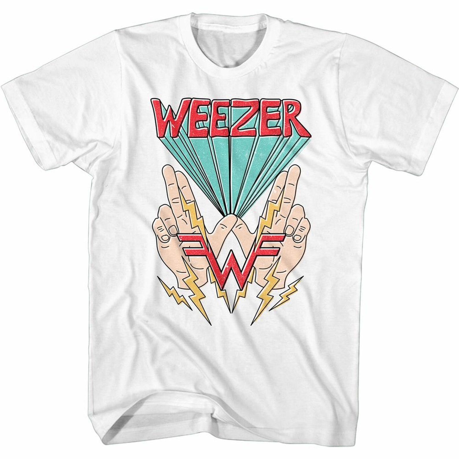 Weezer W Hands and Lightning White Adult T-Shirt 3XL