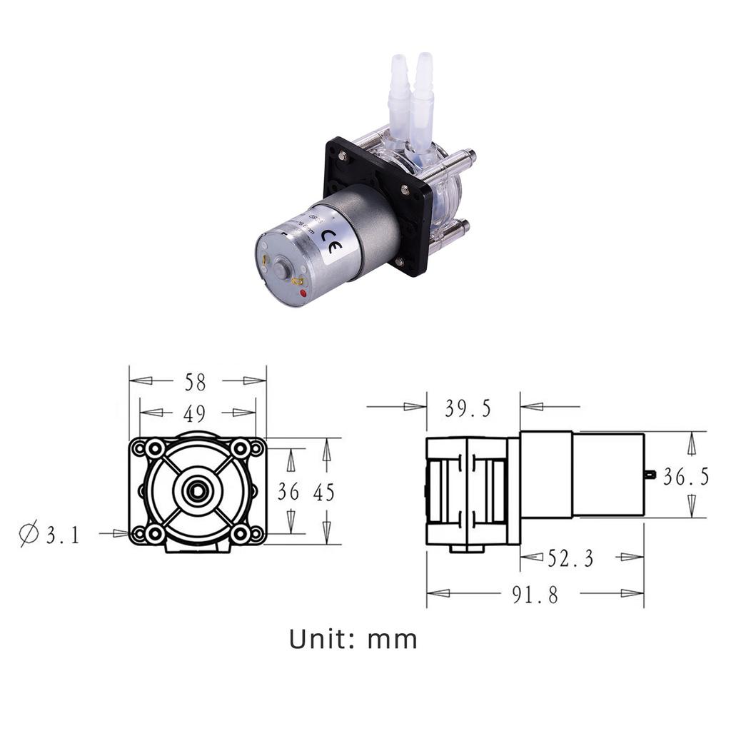 GROTHEN DC 12V Peristaltic Pump with Silicone Tubing High  Water Liquid Pump Dosing Vacuum Pump Self Priming Anti