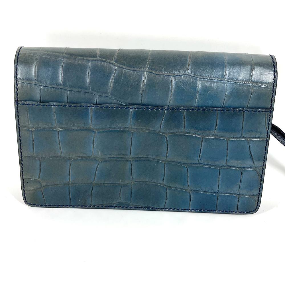 VERSACE logo Bag Clutch Bag with Strap Clutch bag Embossed Leather blue