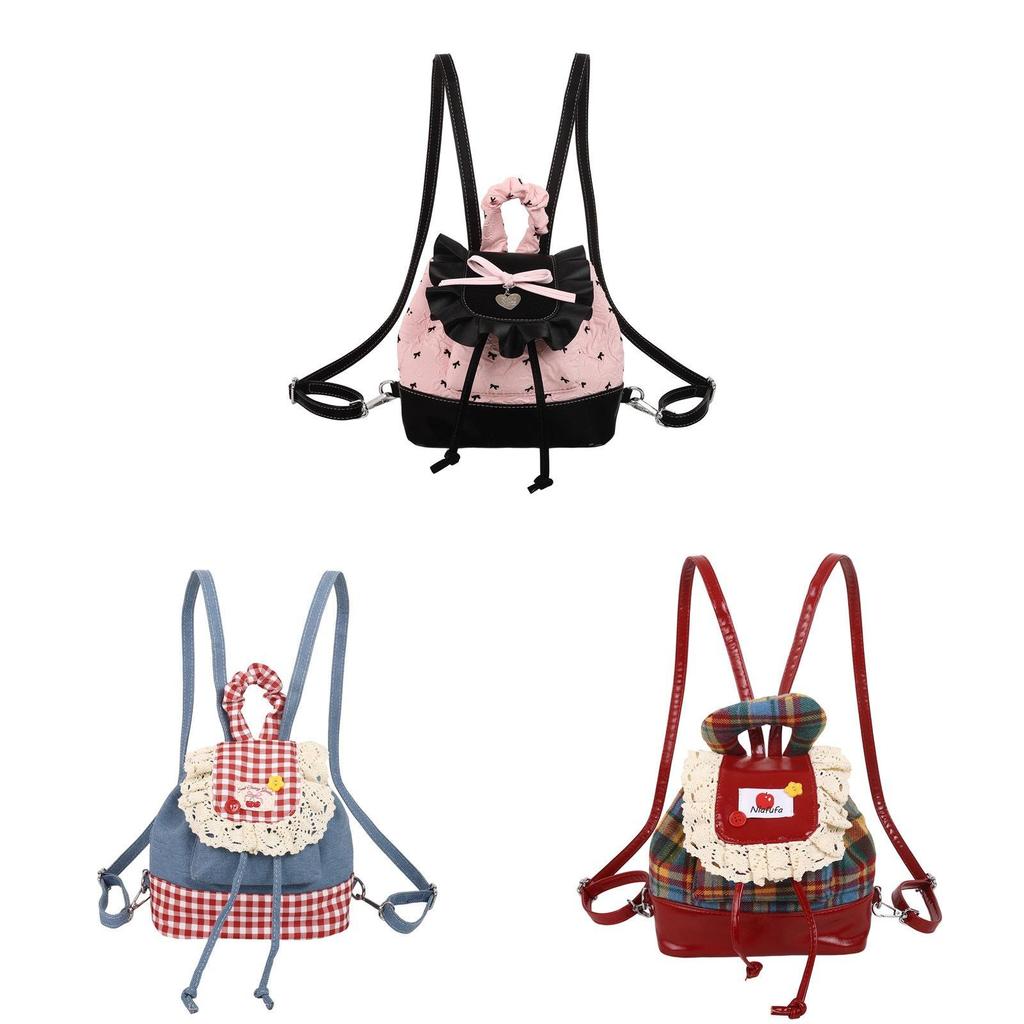 Classic Vintage Plaid Backpack For Students With Pu Material And Adjustable Shoulder Straps