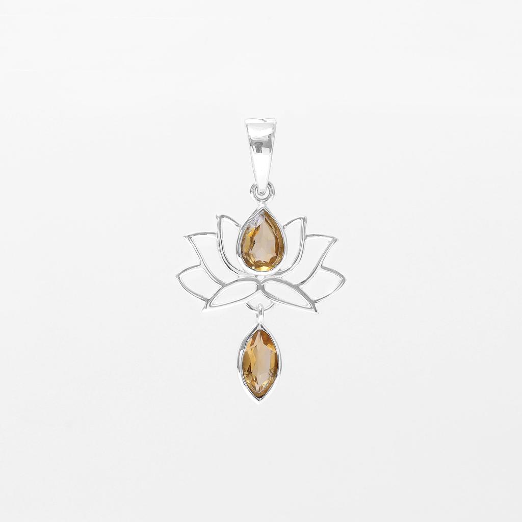 Garnet Lotus Pendant: 925 Sterling Silver Flower Charm