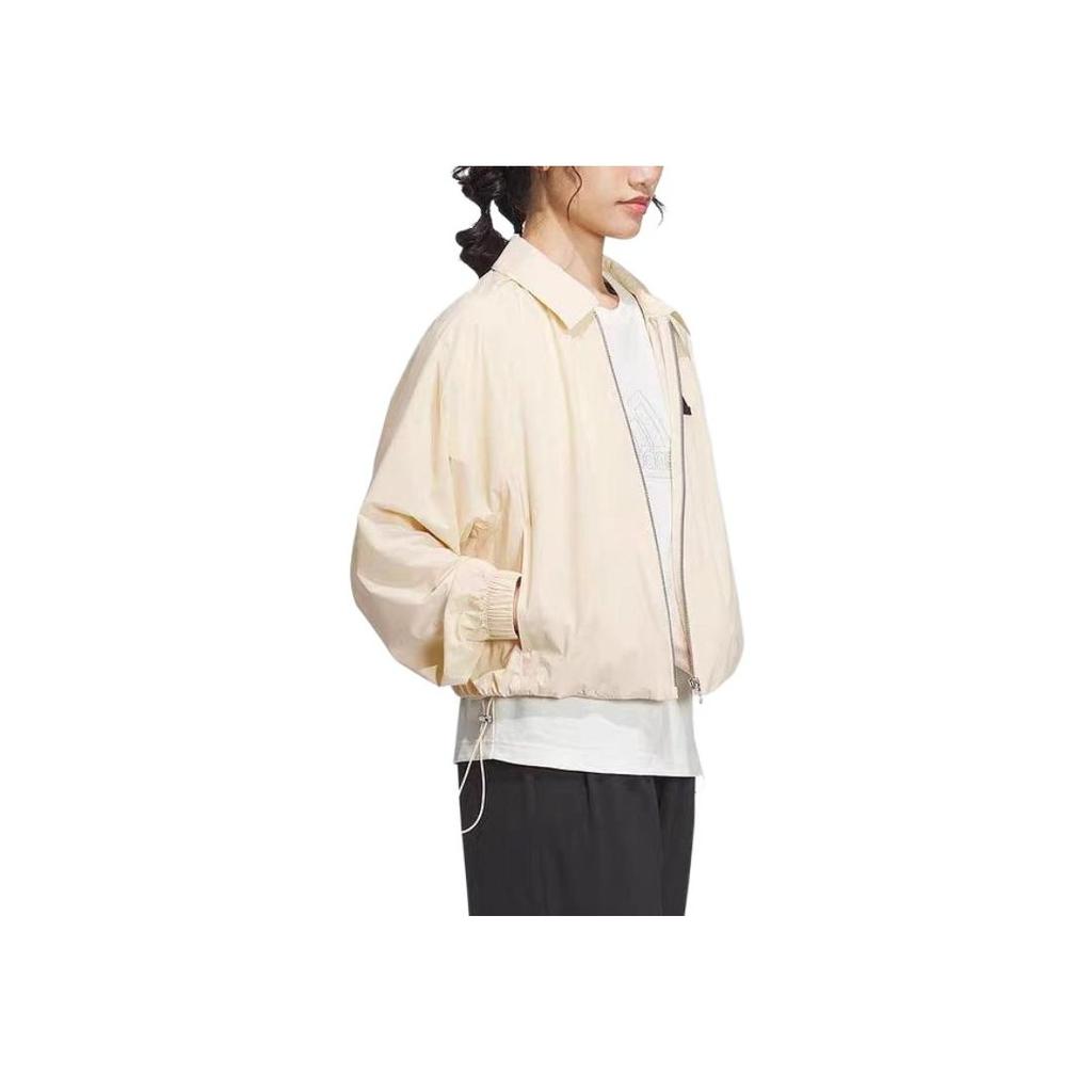 adidas Turn-Down Collar Comfortable Simple Sports Jacket Women Outerwear Sand-Brown Black IM8819