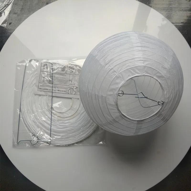10-Inch Round White Paper Lantern, Red Mid-Autumn Festival & Wedding Decoration