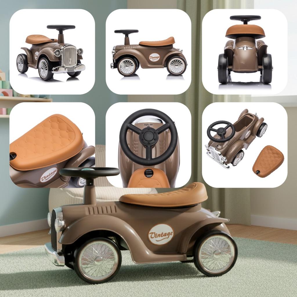 Retro Racing Toddler Ride-on Walker Pusher Brown