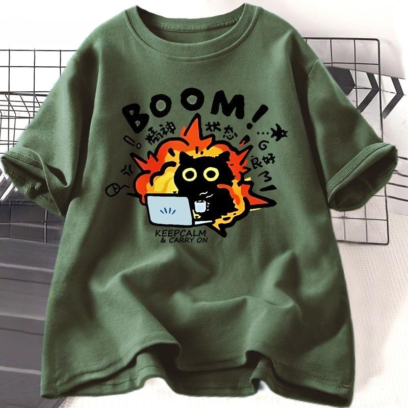 Crazy Cat Tshirt Unisex Women Funny Work Cat T Shirt Summer Casual Crewneck Short Sleeve Cotton Tshirt Unisex Womens Clothing