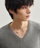 ROTEMBER Ribbed V-Neck Crop Knit [Melange Gray]