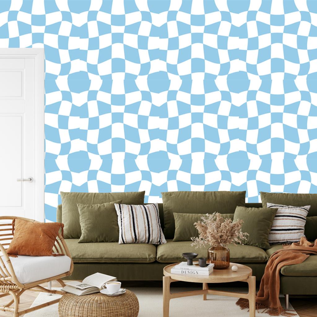 Wallpaper Free checkerboard azure and white, azure background 50x1000