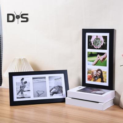Hölzerner Fotorahmen mit 3 Öffnungen, Matte, Home-Office-Wandhalterung, horizontal, vertikal, stehend, Desktop, dekorativer Collage-Bilderrahmen