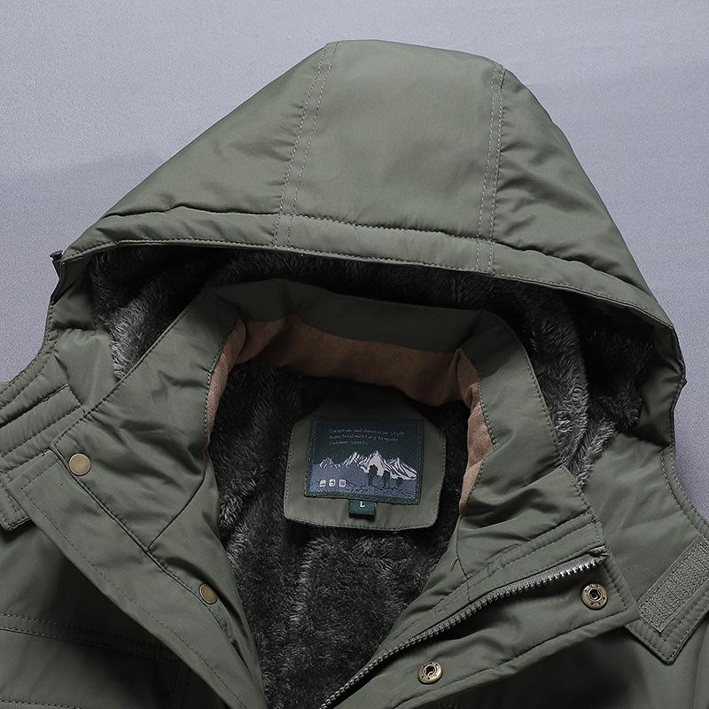 Men's Mid-Length Plus Velvet Thick Cotton Winter Jacket