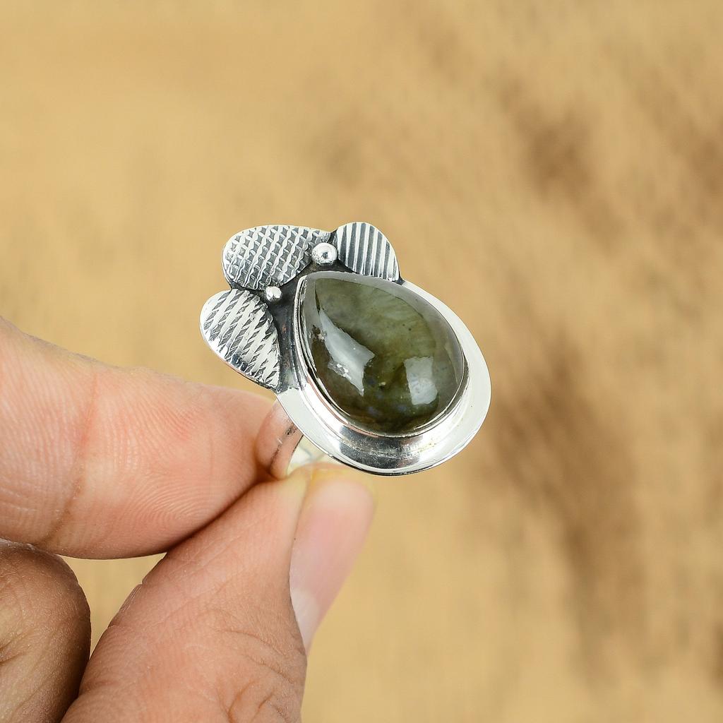 Mothers day Sale Labradorite Stone Sterling Silver Sister Unique Solitaire Ring