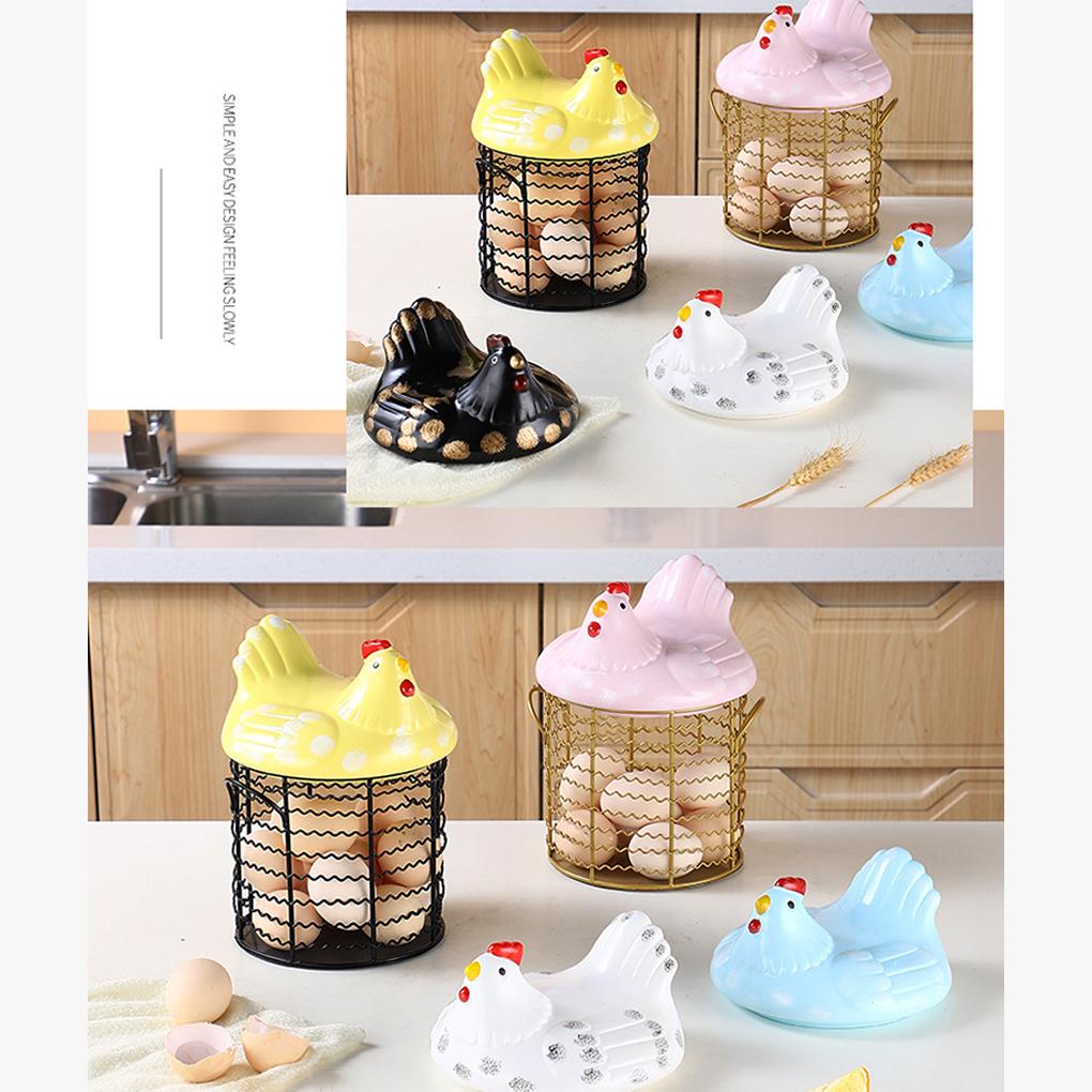 Vintage Wire Egg Storage Basket Chicken Shape Fruit Organizer For Kitchen Organization Fruit Basket