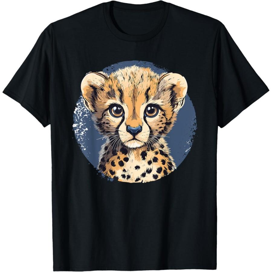 Cheetah Cub Face Animal Wildlife Portrait T-Shirt S
