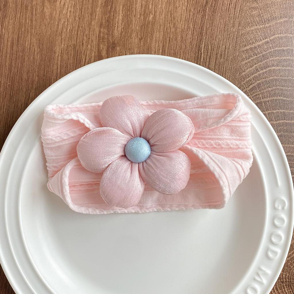 Baby Headband with Five-Petal Flower - Newborn Elastic Nylon Headwear