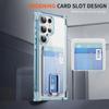 Shockproof Acrylic Card Holder Clear Phone Case for Samsung  S24 Ultra S23 Plus S22 S21Ultra Note 20 Metal Kicstand Bumper Cover