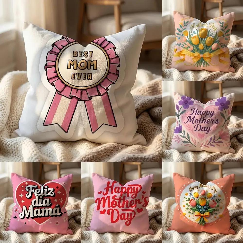 Holiday Mothers Day Cushion Cover MultiScene Pillow Cover for Home Car Reversible Soft Durable for Daily Use