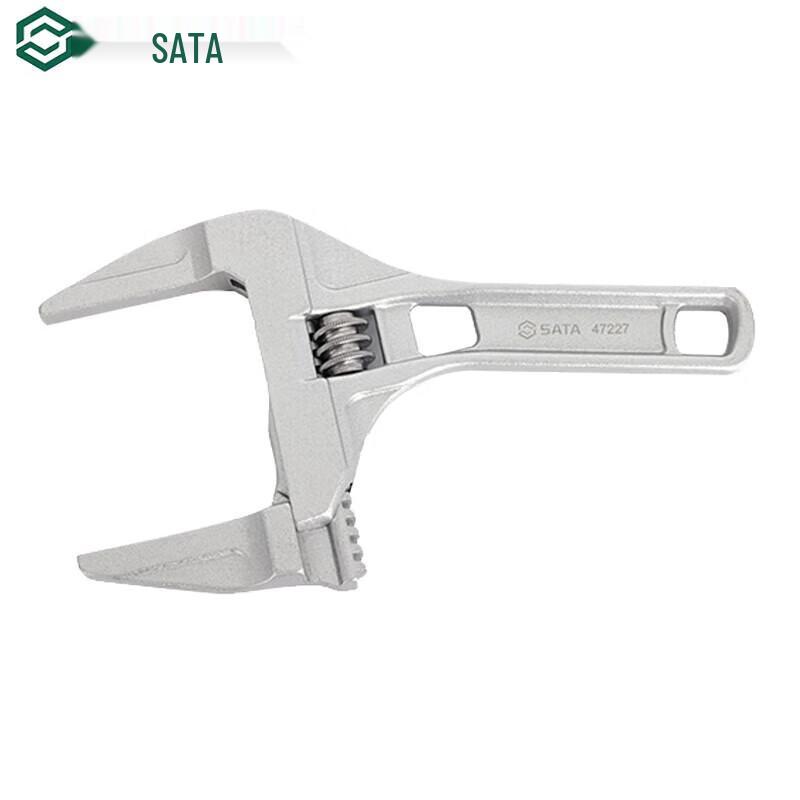 SATA 47227 Aluminum Alloy Short Handle Wide Jaw Adjustable Wrench 12 inch