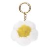 Uxcell 5.1" Flower Plush Keychain, Mink Fur Pom Pom Flower Bag Decoration, Rex Floral Petal Pendant, Car Key Ring, Bag Decoration, Handbag Buckle,