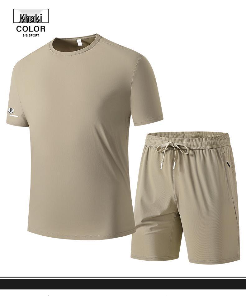 Men's Ice Silk Quick-Dry Sports Set - 2026 Summer Loose Fit Plus Size Breathable Short Sleeve & Shorts