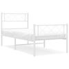 Vidaxl Metal Bed Frame with Headboard and Footboard, White, 100X200 Cm