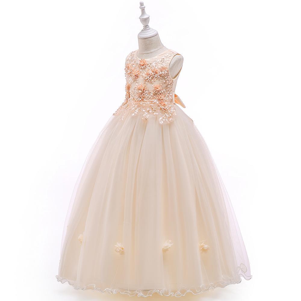 

Girls Grey Princess Beaded Flower Formal Dress for Weddings and Runway Performances 150 cm шампанського