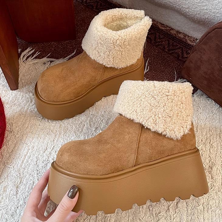 

Northeast white heightening velvet thickened platform snow boots women s 2025 new winter warm and non-slip cotton shoes 40 верблюд