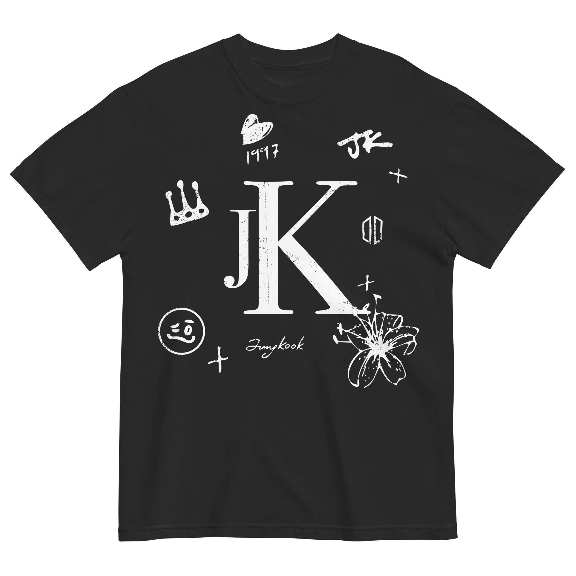 2026 Jung Kook JK Grafiken Unisex Shirt Kpop Boy Band Sommer Neu 100% Baumwolle Herren Damen Streetwear T-Shirt Fan Geschenk Oberteile XL gray
