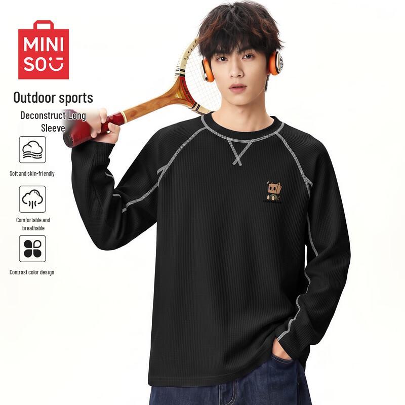 MINISO Men's Casual Long Sleeve Quick-Dry Sport T-Shirt
