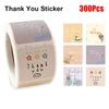 300Pcs/Roll Floral Thank You Sticker Cute Seal Sticker Durable Baking Envelope Label  Gifts Decor