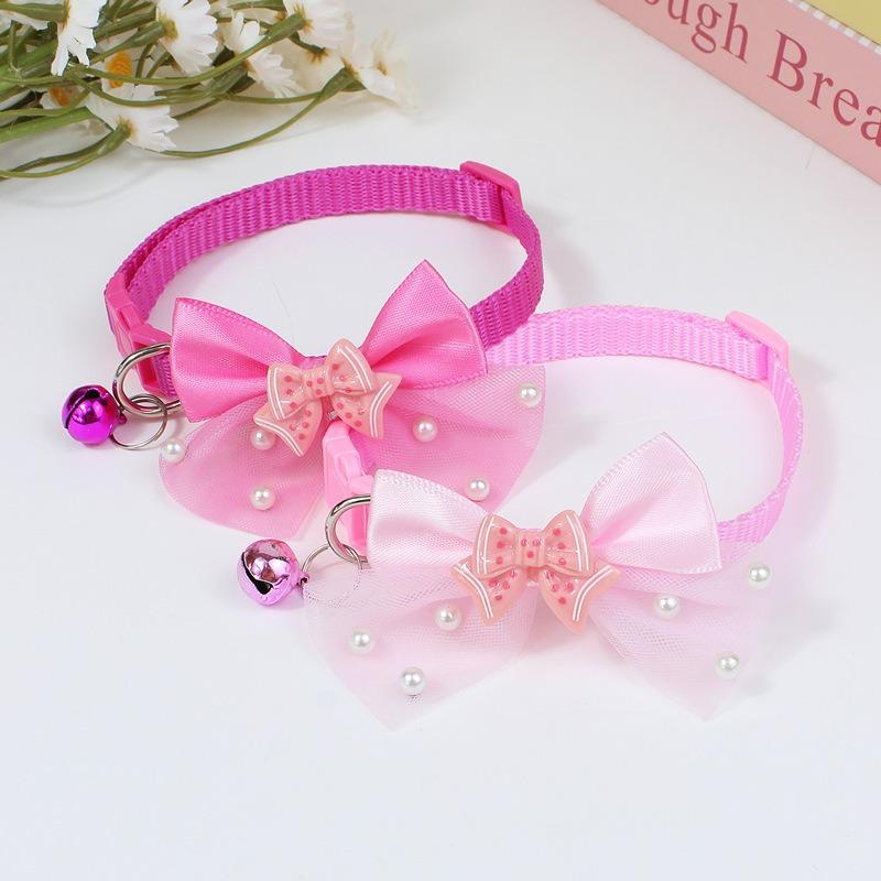 Pet Dog Bow Collar Adjustable Dog Cat Bows Collar Lace Bling Necktie for Small Dog Accessories Puppy Grooming Supplier GPJYP04