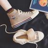 Brand Velvet High-top Canvas Shoes Women's 2025 New Winter Thickened Broken Size Two Cotton Versatile Warm Cotton Shoes Board Shoes