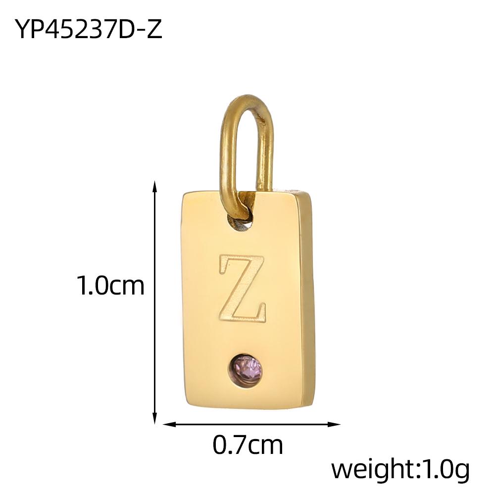 

CARLIDANA Hot Sale 26 English Letters Pendant Fashion Stainless Steel Gold-plated Square Zircon Charms DIY Jewelry Accessories Silver